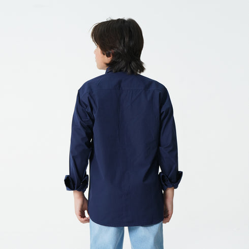 Boys Solid Navy Shirt